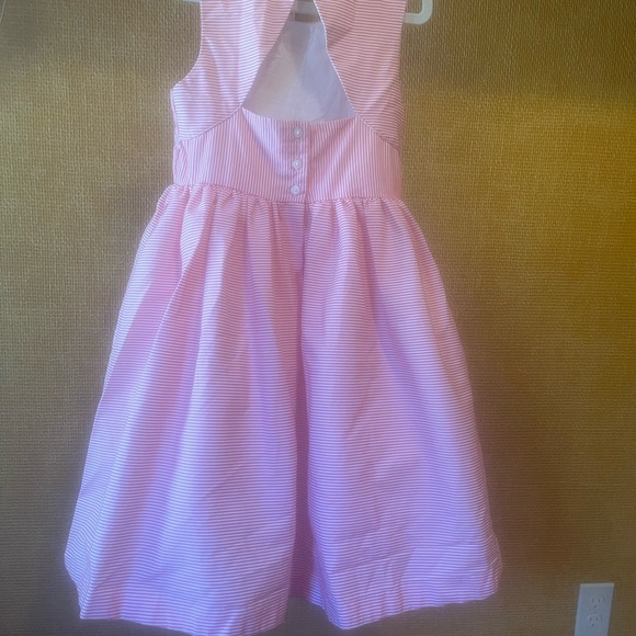 Janie and Jack Striped Bow Dress, pink with cutout back - Picture 3 of 4